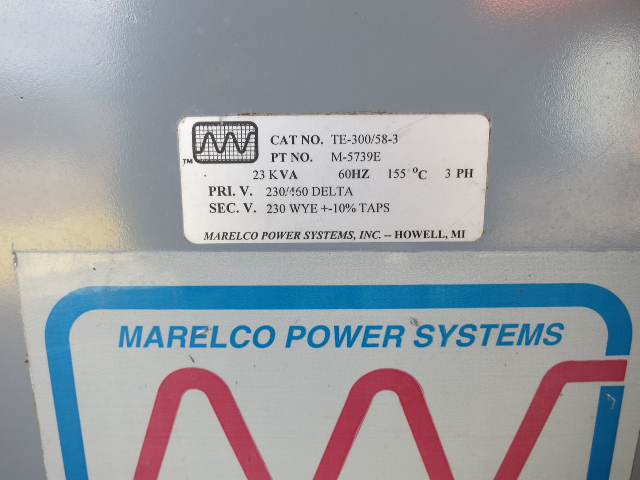 Marelco 23 kVA 230/460 Delta - 230Y V 3PH Transformer TE-300/58-3 M-5739E 460V (PM0490-2)