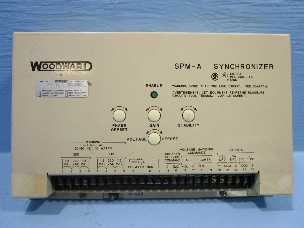 Woodward 9905-002 SPM-A Synchronizer 9905002 Rev. N 115 230 V 10 Watts SPMA 60Hz (NP0304-4)