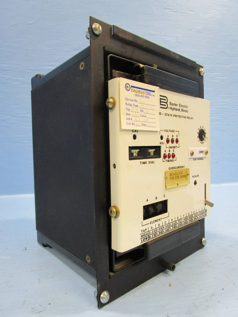 Basler Electric BE1-51/27C Overcurrent Relay P1E Z1R A0N0F BE151/27C BEI-51 3 PH (NP0324-1)