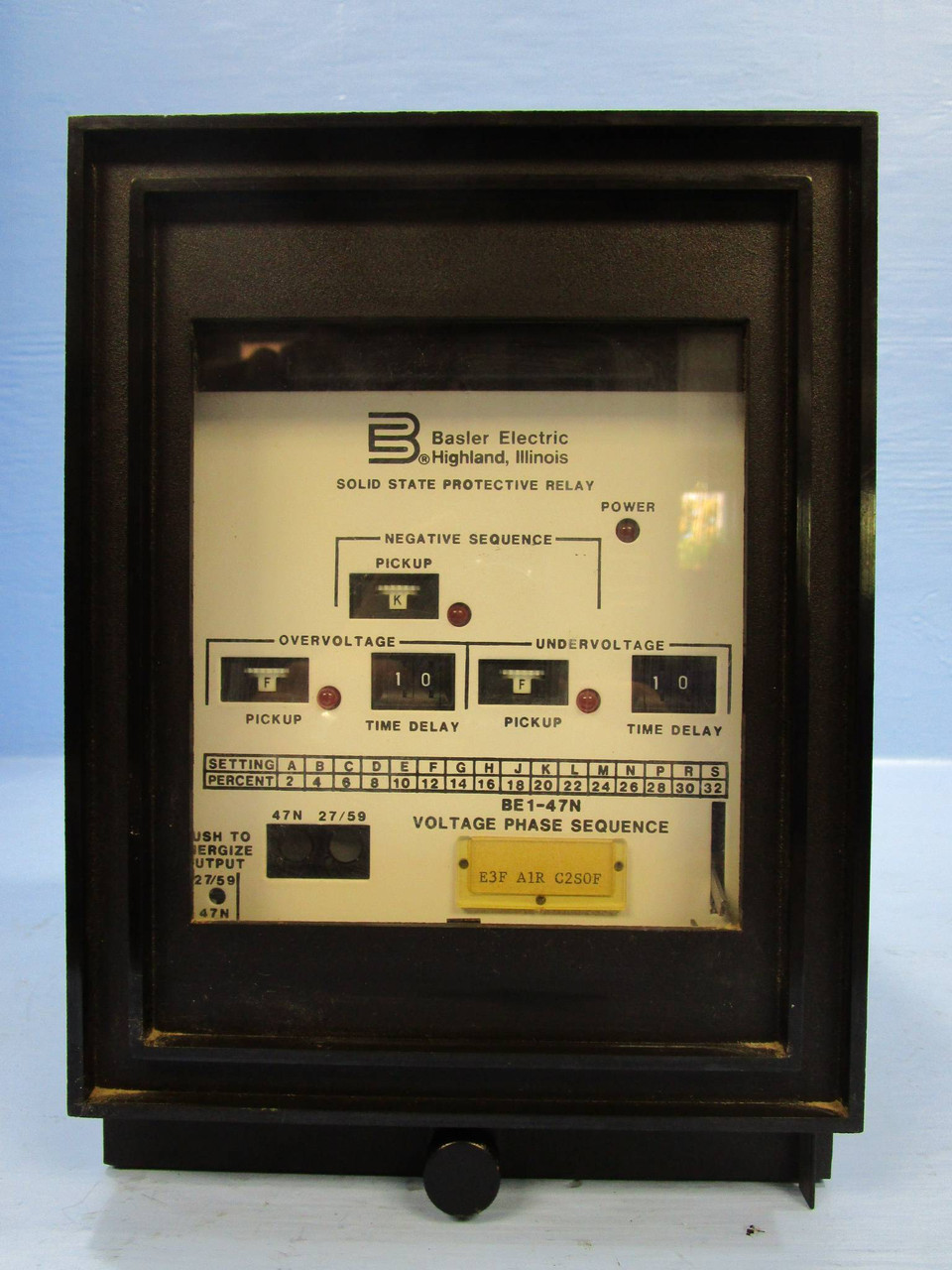 Basler Electric BE1-47N Negative Sequence Relay E3F A1R C2S0F BE147N BEI-47 (NP0326-2)