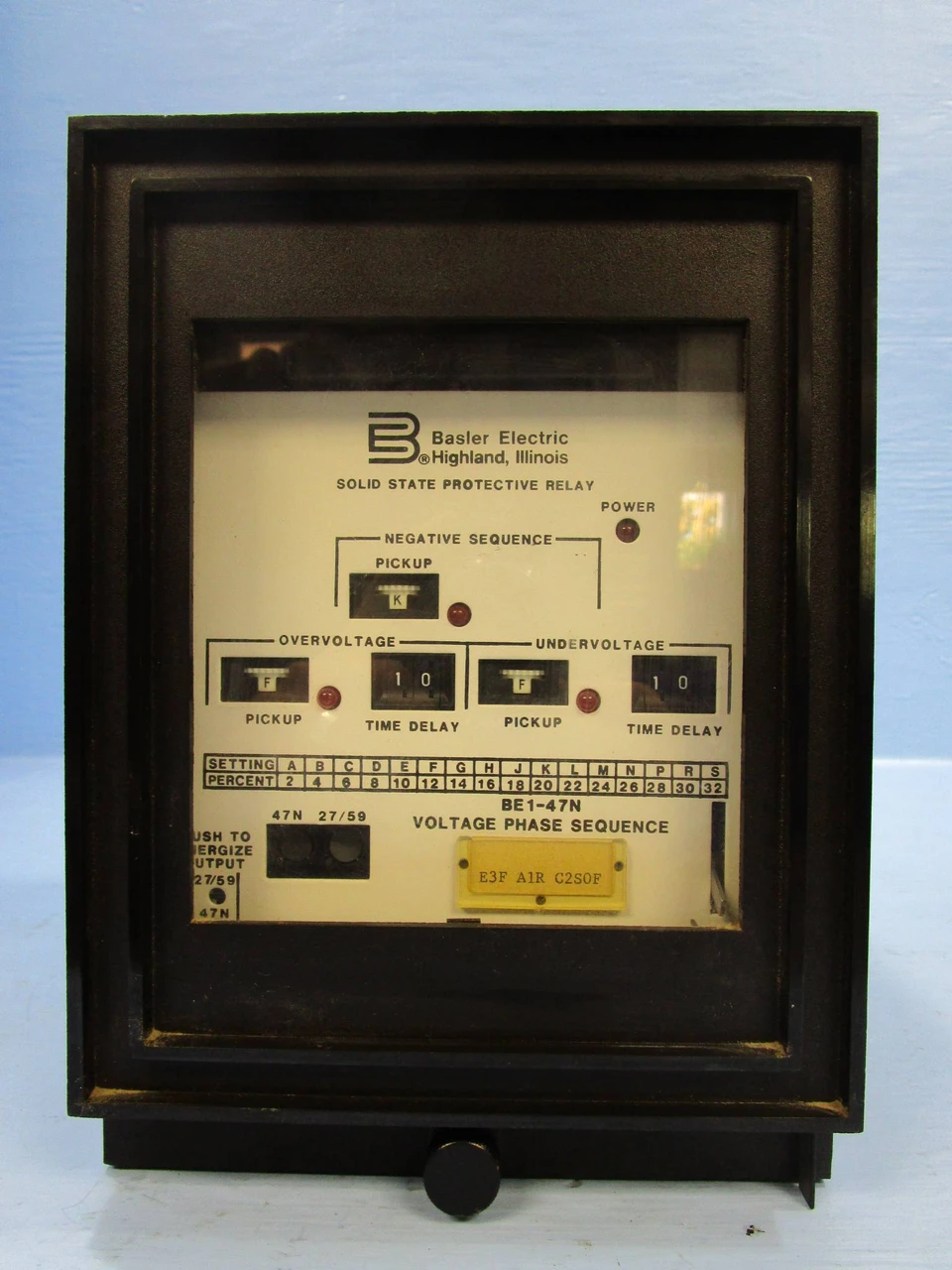 Basler Electric BE1-47N Negative Sequence Relay E3F A1R C2S0F BE147N BEI-47 (NP0326-2)