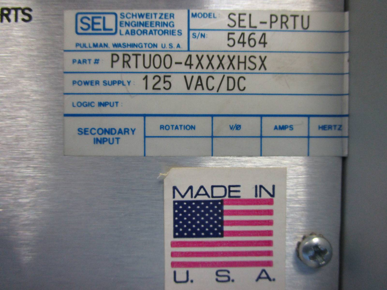Schweitzer SEL-PRTU Protective Relay Terminal Input SELPRTU PRTU00-4XXXXHSX (NP0333-12)