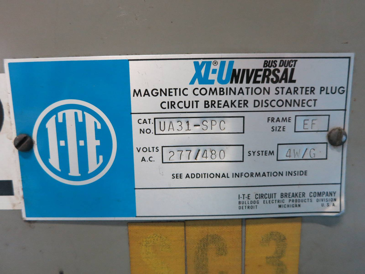 ITE/Gould UA31-SPC 30A Breaker / AC Relay XL-U Combination Starter Plug Busplug (PM0609-4)