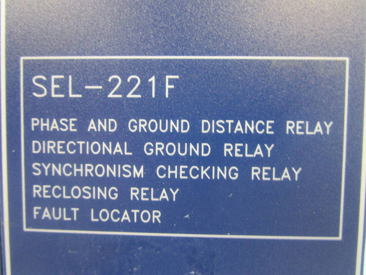 Schweitzer Engineering SEL-221F Phase Distance Fault Locator Relay SEL221F (NP0336-20)
