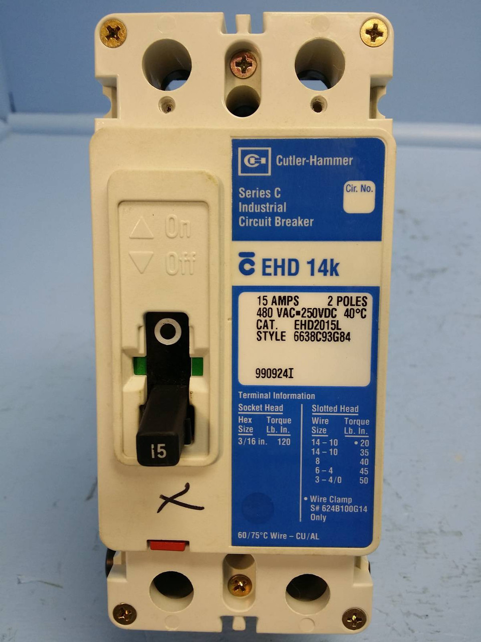 Cutler Hammer EHD2015L 15 Amp Circuit Breaker Glossy 2P EHD2015 Westinghouse 15A (EM0465-1)