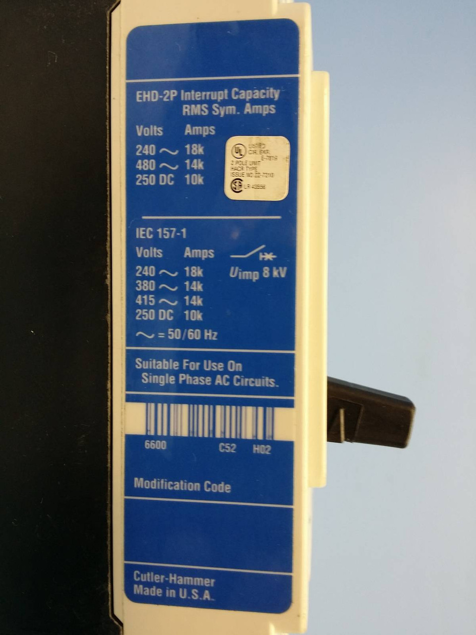 Cutler Hammer EHD2015L 15 Amp Circuit Breaker Glossy 2P EHD2015 Westinghouse 15A (EM0465-1)