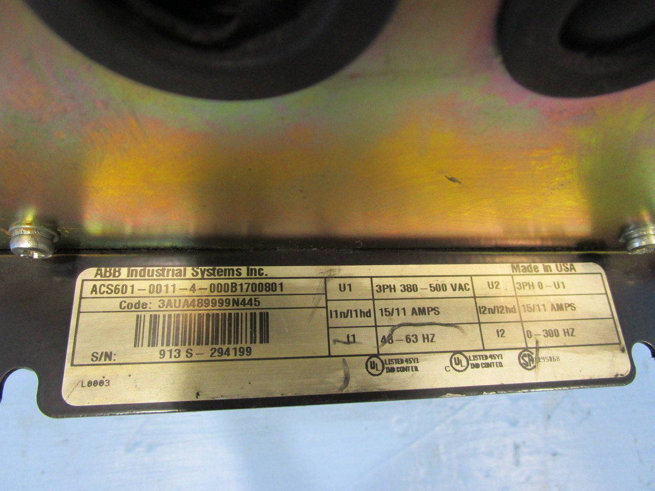 ABB ACS601-0011-4-000B1700801 ACS 600 AC VS Drive 10 HP 480V 3 PH 10HP ACS601 (NP0392-1)