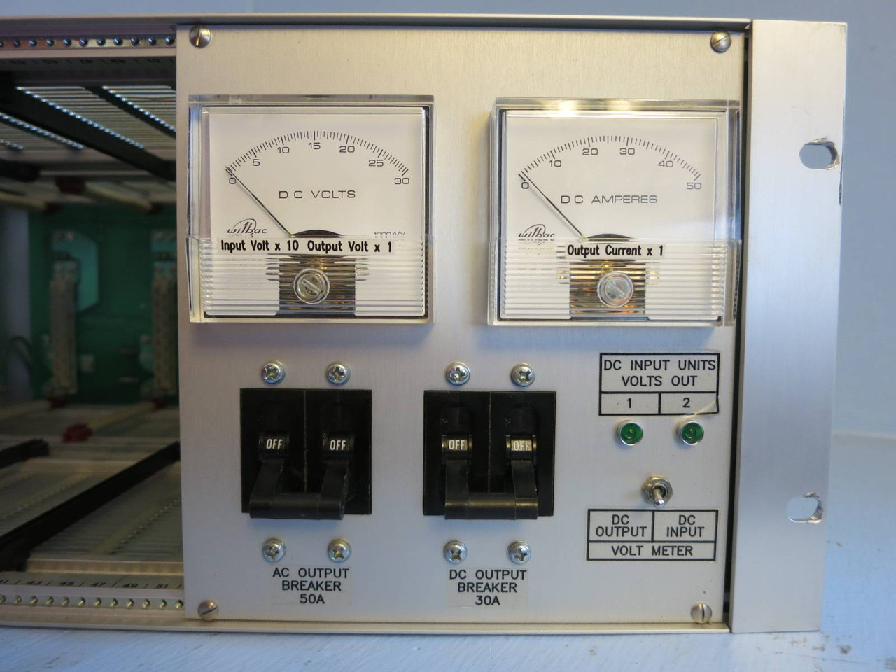 ABSOPULSE Power Supply Rack w 50A & 30A Breakers & Meters BPN 1908 B PLC Chassis (PM0685-4)