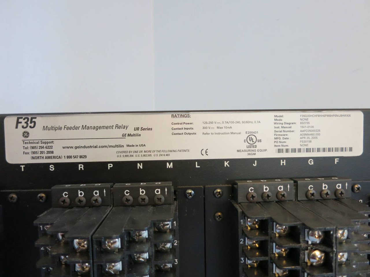 GE Multilin F35 Multiple Feeder Management Relay Display Panel & Rack NO PLCS (PM0687-3)