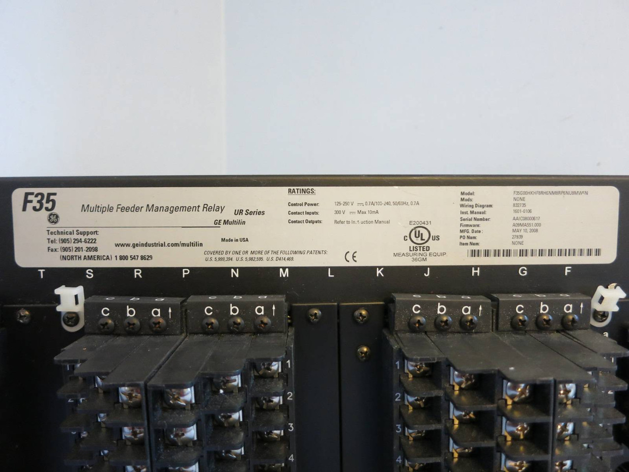 GE Multilin F35 Multiple Feeder Management Relay w Display Panel & Rack NO PLCS (PM0691-2)