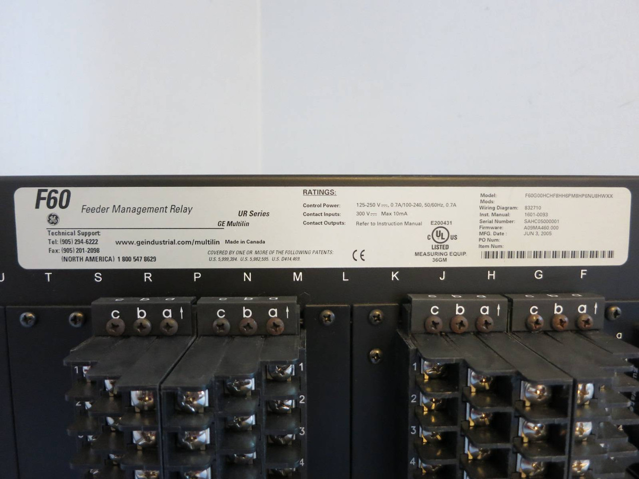 GE Multilin F60 Feeder Management Relay Front Display Panel &Rack NO PLC MODULES (PM0690-3)