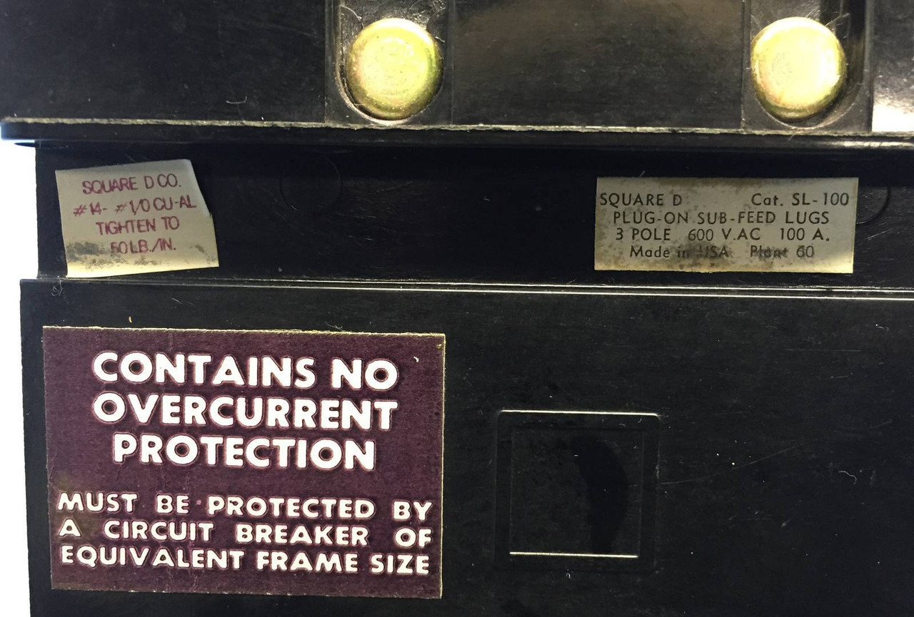 Square D I-Line SL100 100A Sub Feed Lug for Breaker Panel 600V SL-100 Amp (EM0569-1)