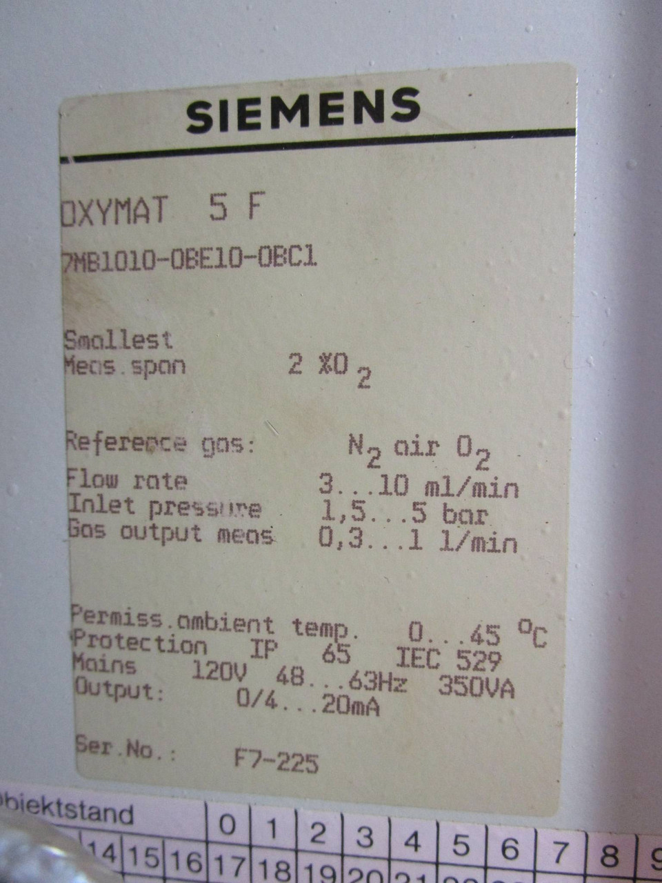 Siemens Oxymat 5F 7MB1010-0BE10-0BC1 Oxygen Analyzer 5 F Butanol XJHA (NP0411-1)