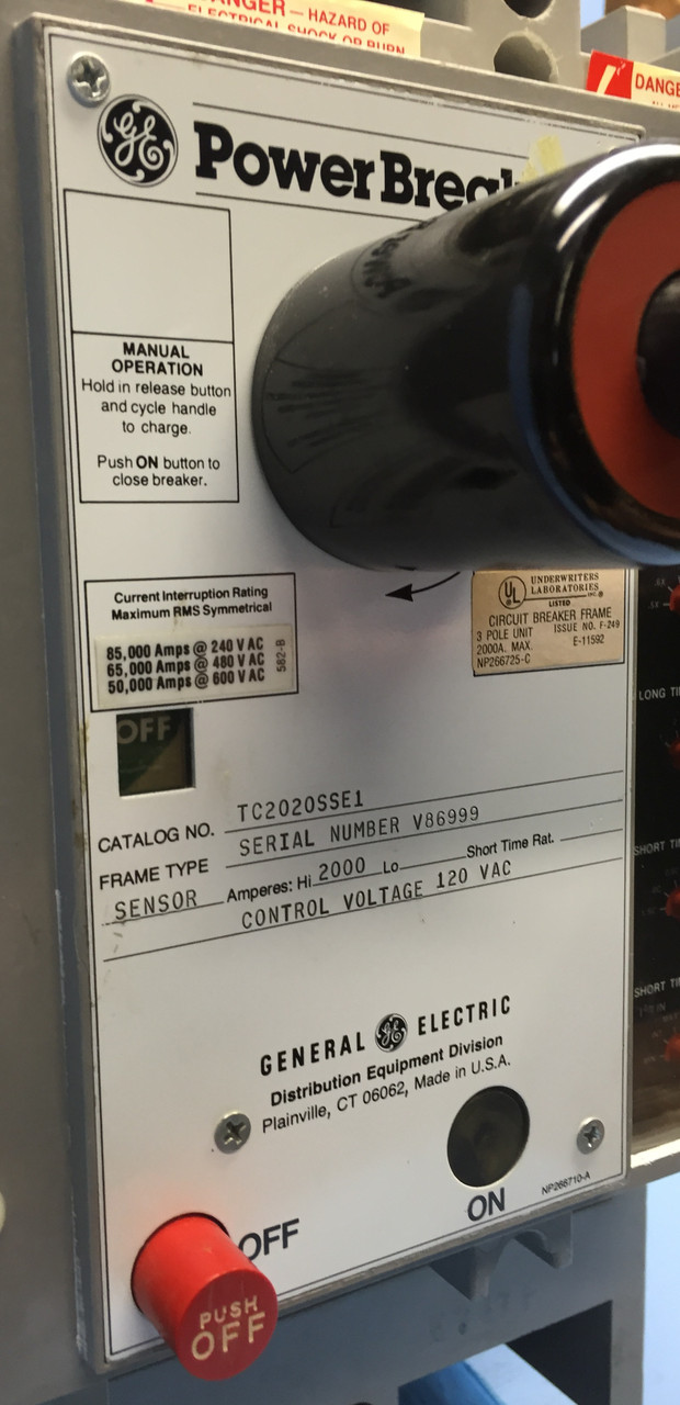 GE TC2020SSE1 2000A Power Break Breaker 2000 Amp General Electric 3P LSI TC2020 (EM0573-1)