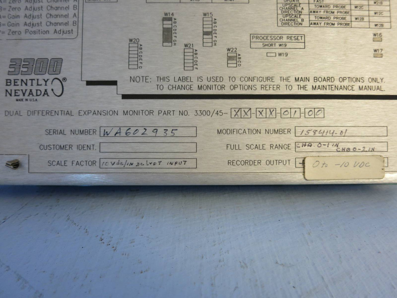 Bently Nevada Differential Expansion Monitor 3300/45-XX-XX-01-00 PLC 82803-01 (PM0752-1)