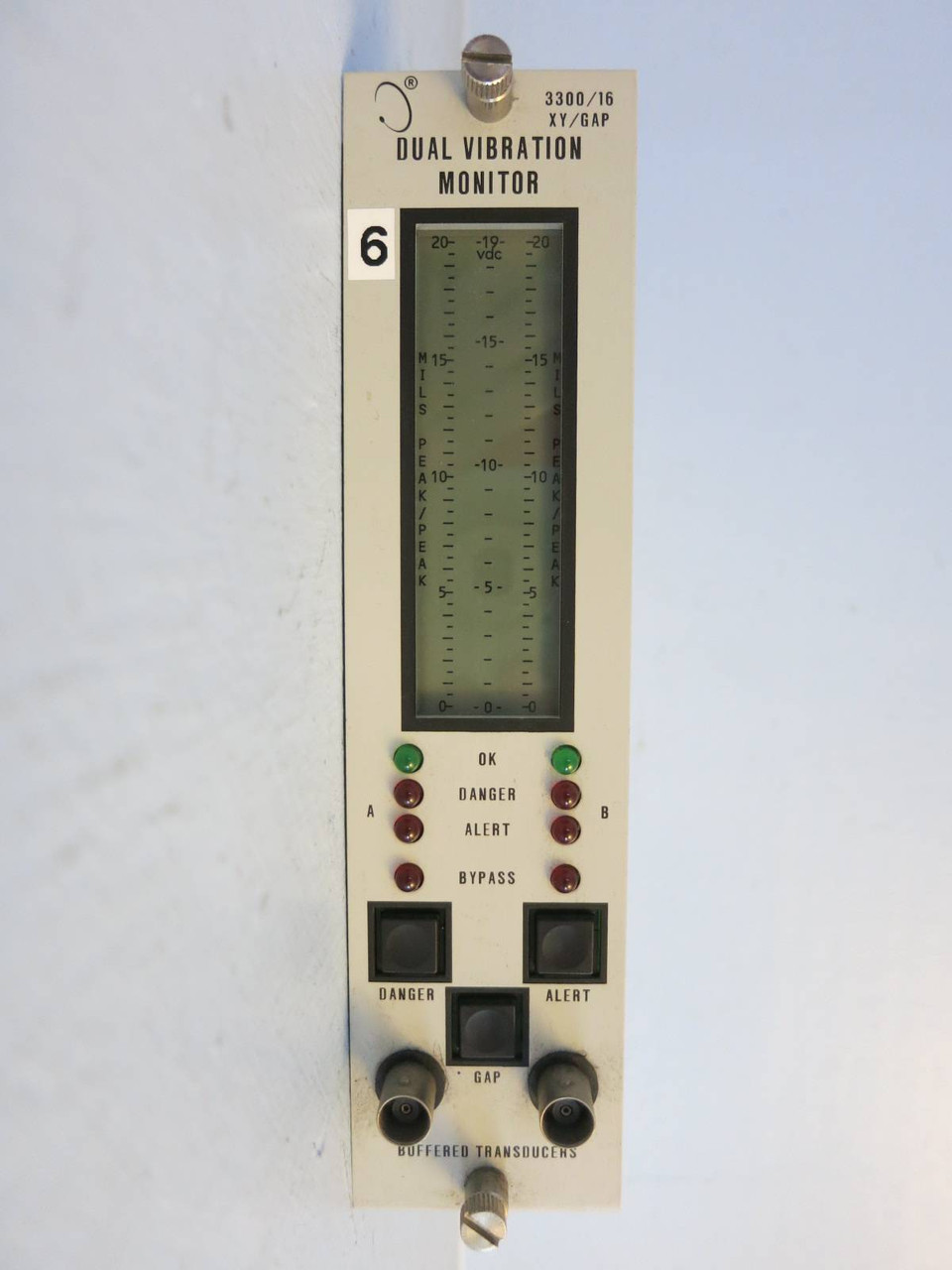 Bently Nevada Dual Vibration XY/Gap Monitor 3300/16-05-01-00-00-00-00 PWA135305 (PM0741-2)