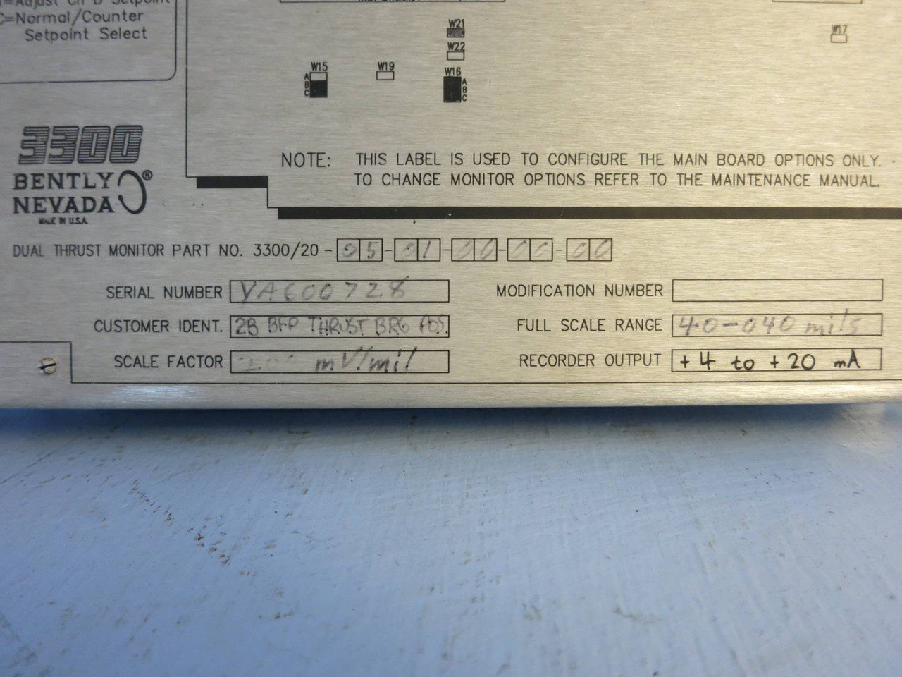 Bently Nevada Dual Thrust Monitor 3300/20-05-01-00-00-00 PLC PWA79482-01 82362 (PM0746-1)