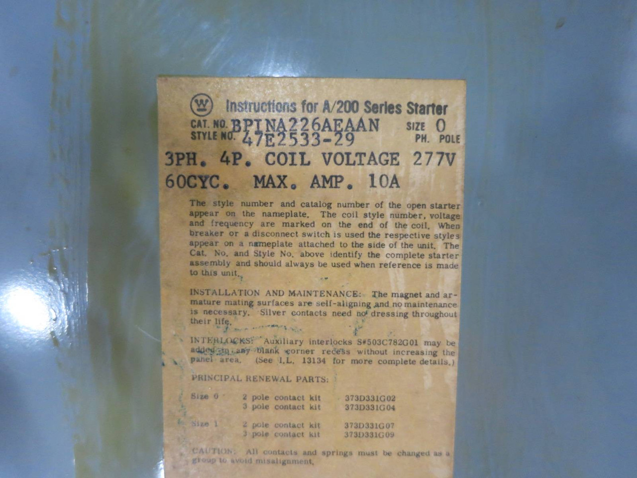 Westinghouse BPIN-A226AEAAN 15A Breaker/18A 5 Pole Contactor Busplug 47-E-2533 (PM0821-24)