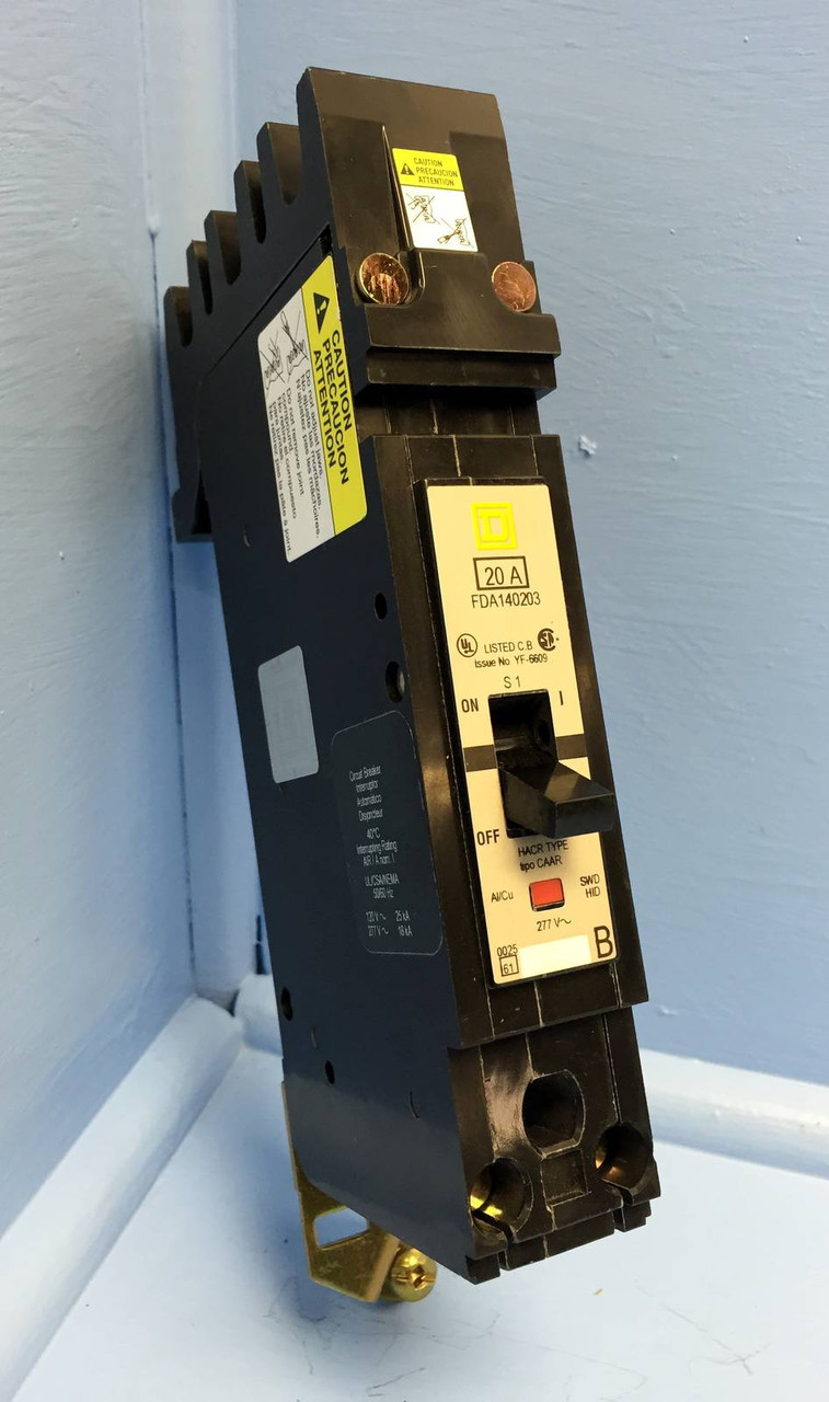Image of Square D I-Line FDA140203 20A Circuit Breaker 1 Pole YF-6609 277V 20 Amp HACR