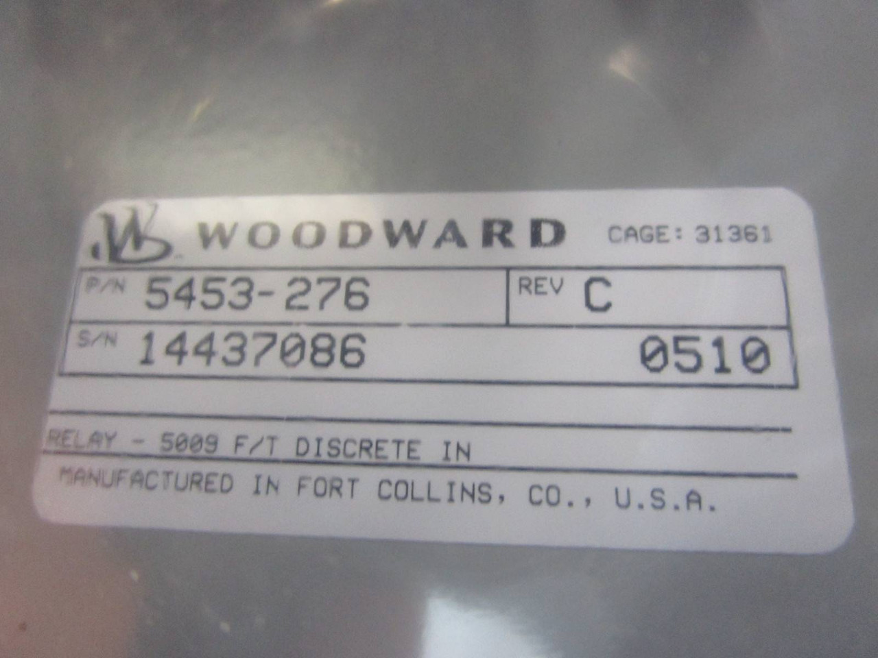 NEW Woodward 5453-276 F/T Relay Discrete In Relay 5009 5453276 NNB Input Rev C (NP0489-2)