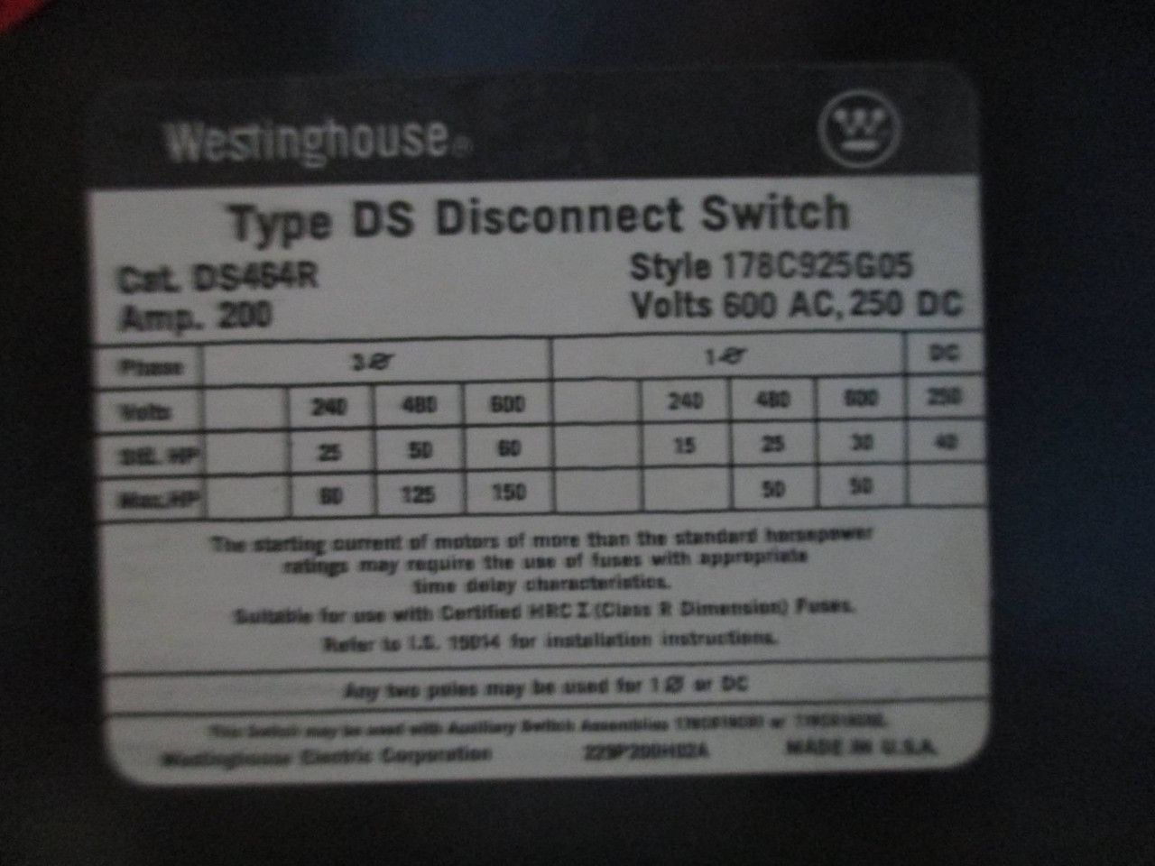 Siemens Tiastar Furnas 89 Size 3 Starter 200 Amp Fused 42" MCC MCCB Bucket Sz 3 (TK0499-14)