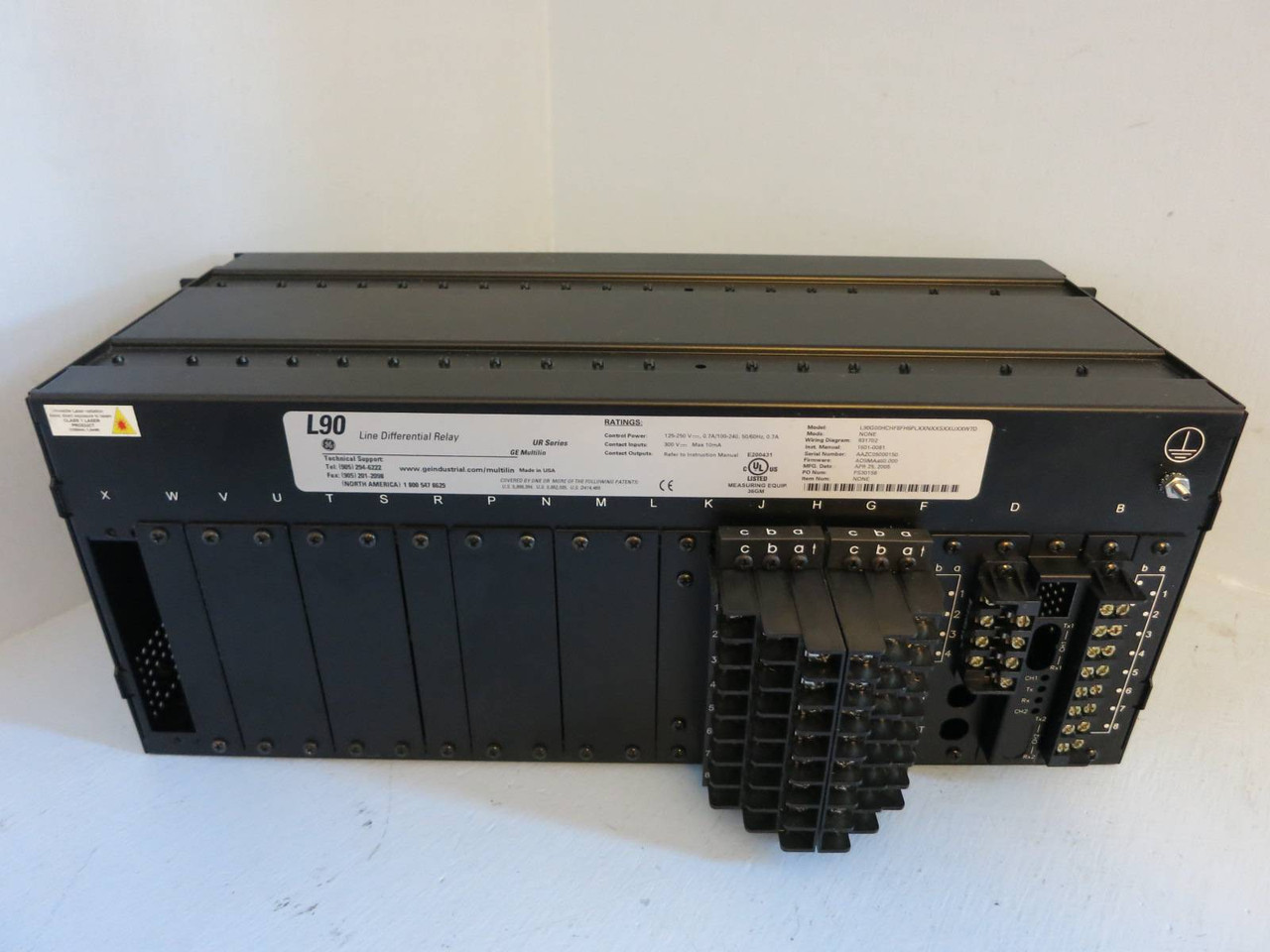GE Multilin L90 Line Differential Relay Front Display Panel &Rack NO PLC MODULES (PM0686-2)