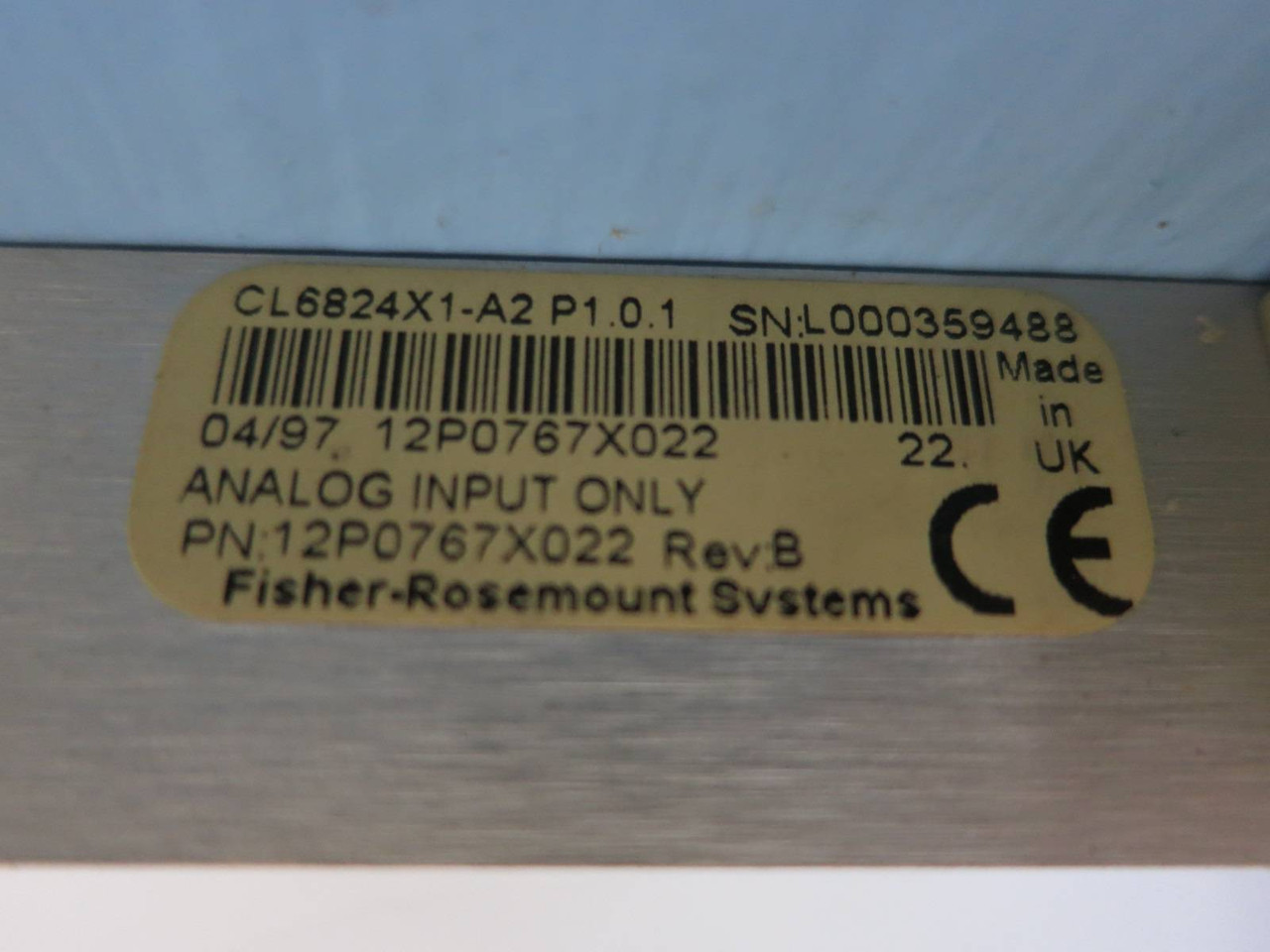 Fisher-Rosemount CL6821X1-A2 Analog I/O with 11B7595X092 Chip P1.0.1 12P0767X022 (PM0992-4)