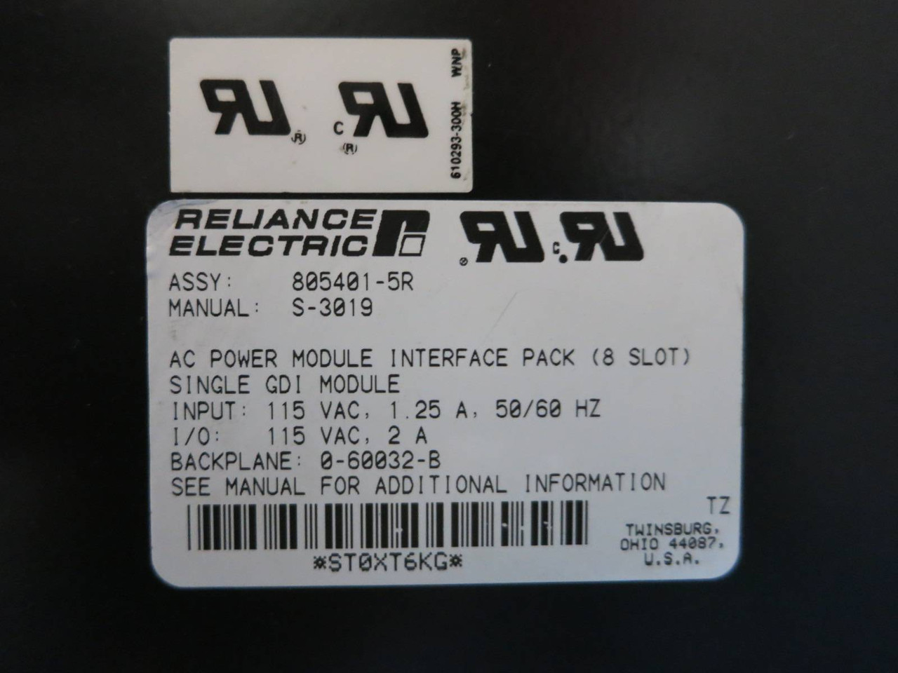 Reliance Electric 805401-5R AC Power Module Interface Rack AutoMax PLC 0-60032-B (PM1023-12)
