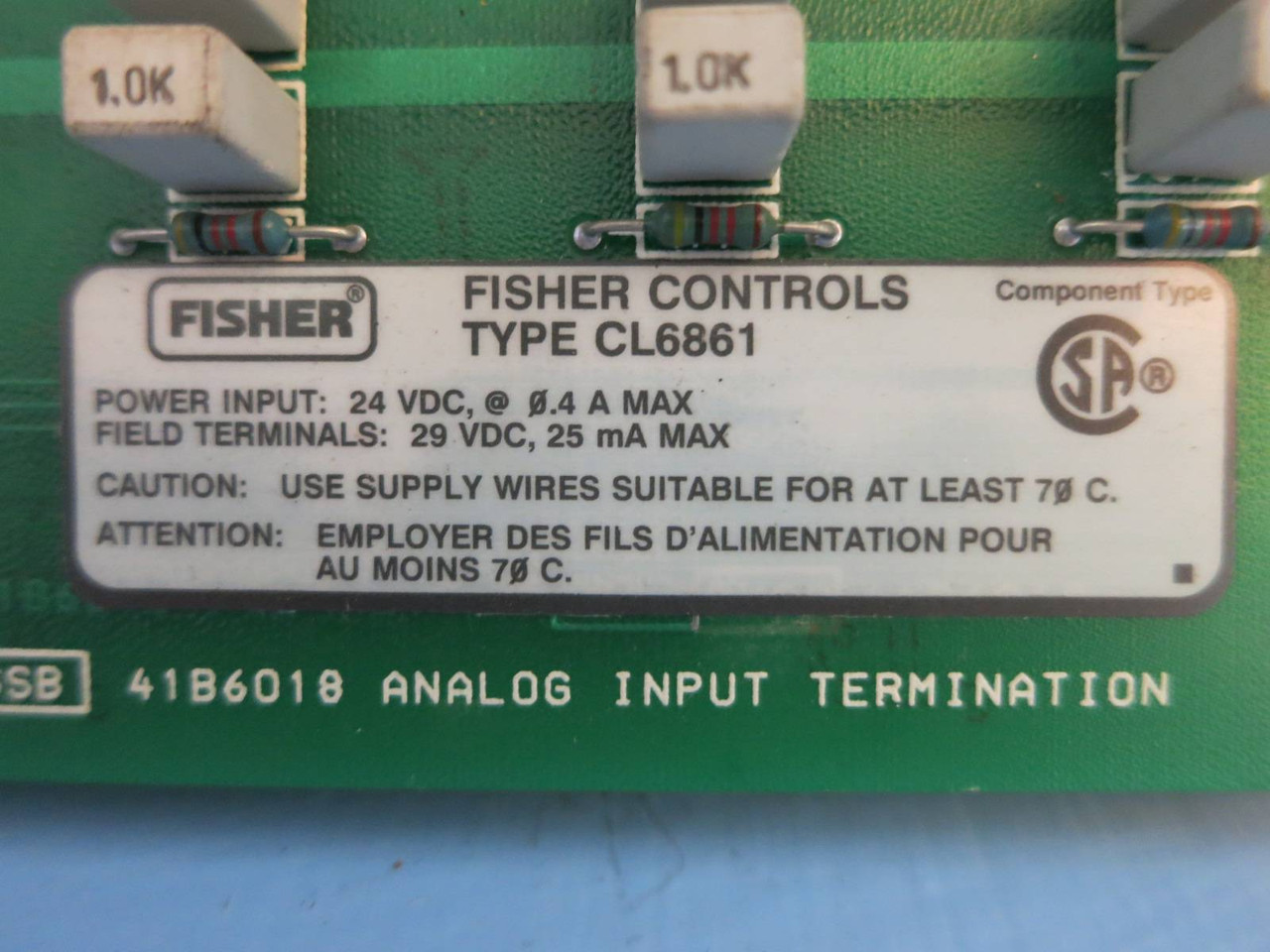 Fisher-Rosemount CL6861X1-A2 CSA SGL END ANLG 41B7284X022 PLC CL6861 41B6018 (PM1048-6)