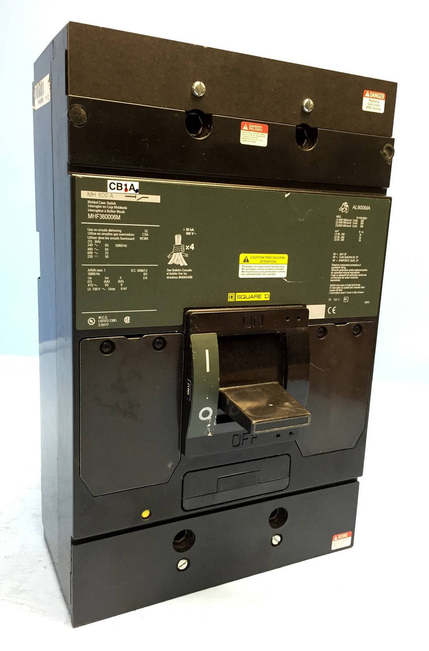 Square D MHF360006M 600A Molded Case Switch MH600A 480/600V 3 Pole 600 Amp (EM0726-1)