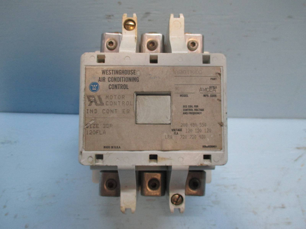 Westinghouse A201KEC Size 3 120 Amp Motor Contactor 120V Coil 600 Vac Sz 3DP (TK0600-1)