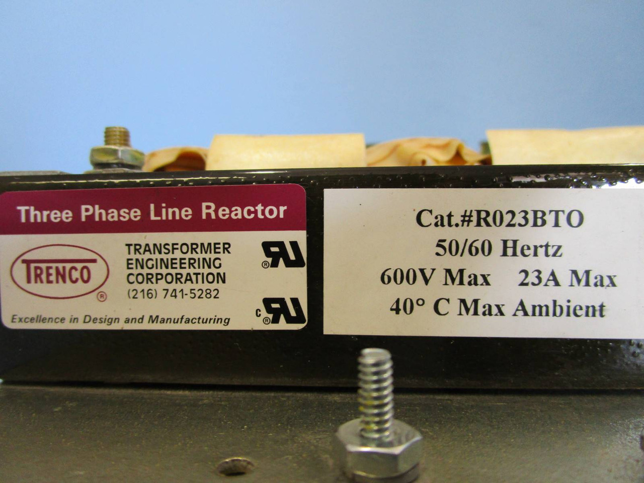 Trenco R023BTO AC Line Reactor 3 Phase 600V 23A R023BT0 TEC 3PH 600 V (NP0619-15)