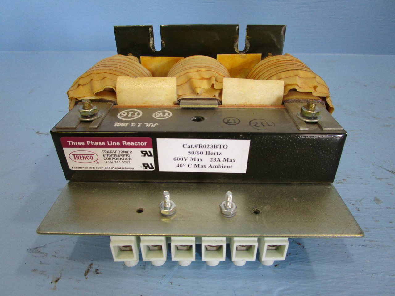 Trenco R023BTO AC Line Reactor 3 Phase 600V 23A R023BT0 TEC 3PH 600 V (NP0619-15)