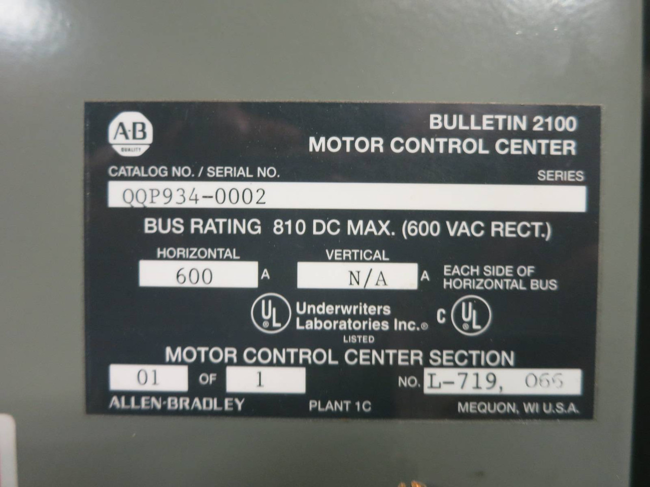 Allen Bradley 180A 575V NRU Non-Regenerative DC Bus Supply Unit 2364EA 575 HP (PM1173-1)
