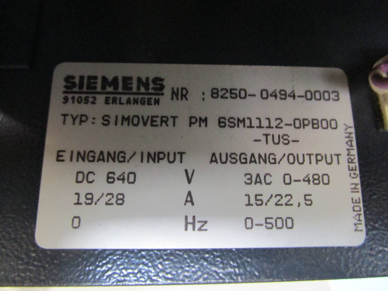 Siemens Simovert PM 6SM1112-0PB00 Inverter Module 6 SM1-WR 6SM11120PB00 6SM1WR (NP0643-10)