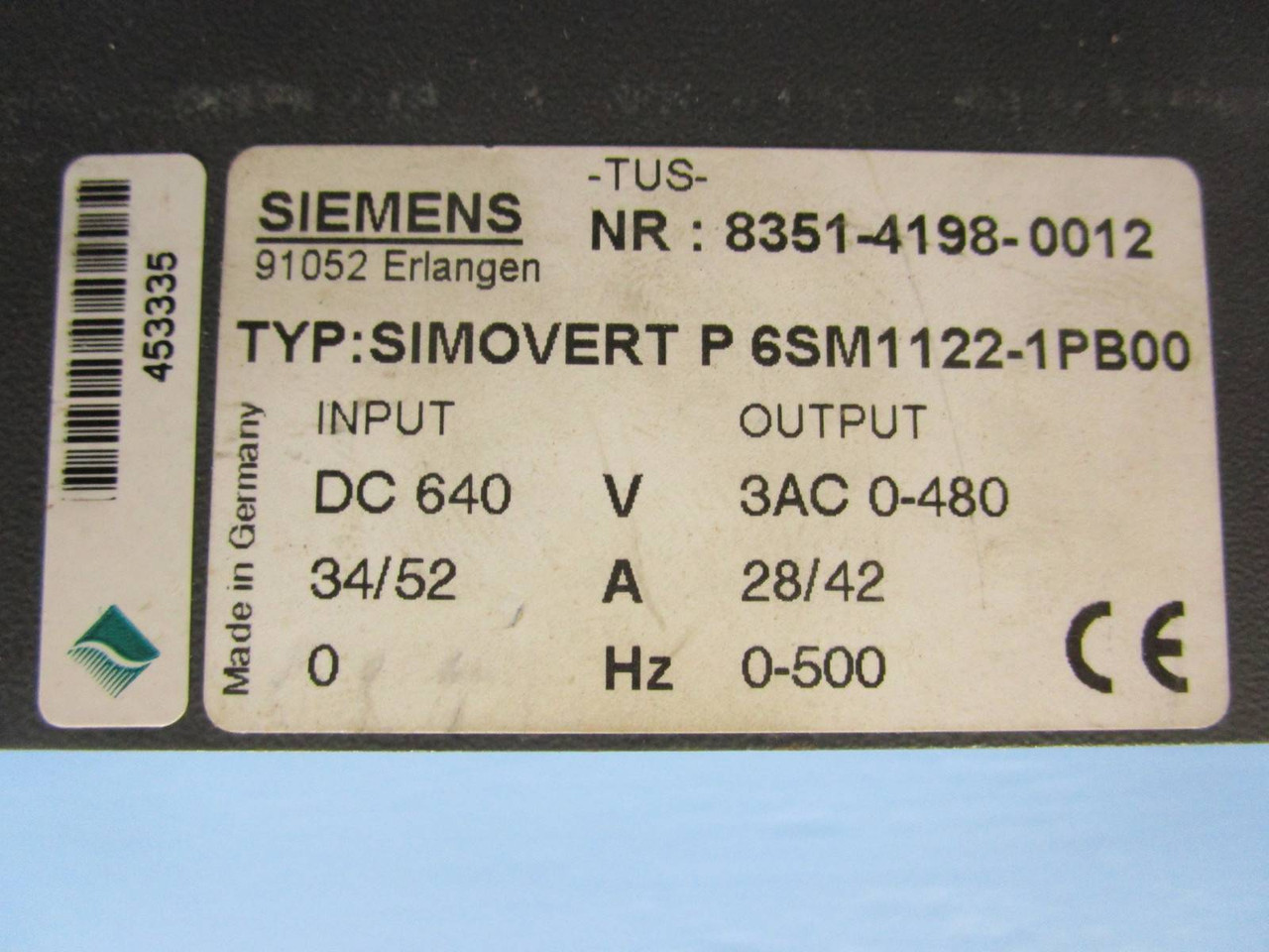Siemens Simovert P 6SM1122-1PB00 Inverter Module PM 6 SM1-WR 6SM11221PB00 6SM1WR (NP0648-5)