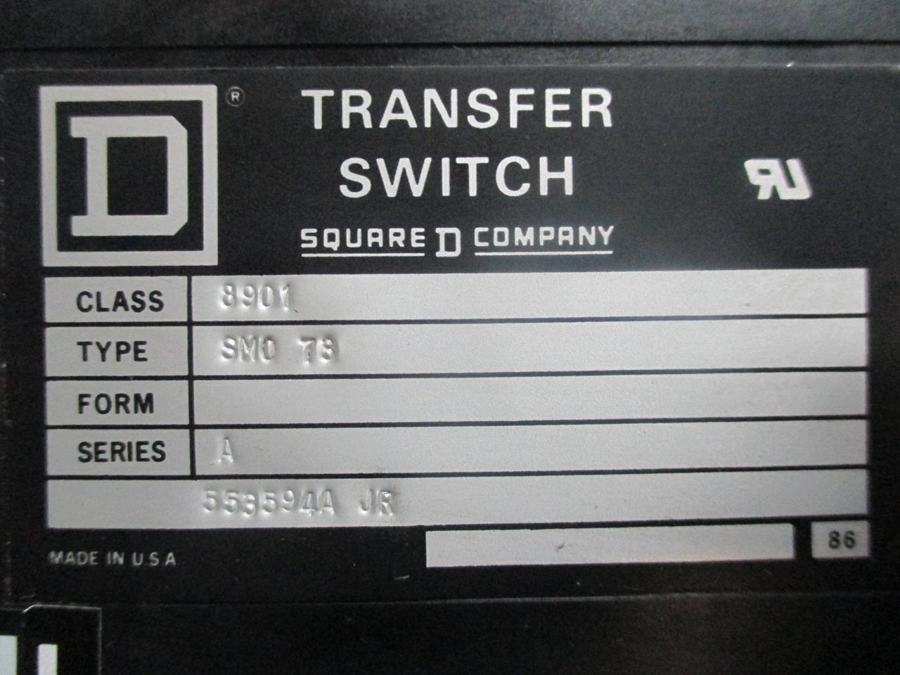 Square D 8901 SM0 73 Transfer Switch 480V Coil  8901SM0-73 Contactor (TK0711-1)