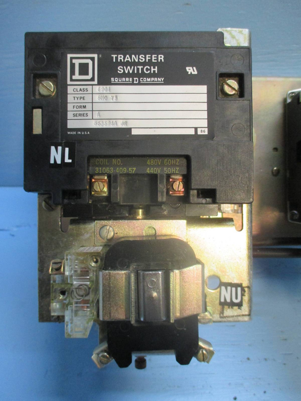 Square D 8901 SM0 73 Transfer Switch 480V Coil  8901SM0-73 Contactor (TK0711-1)