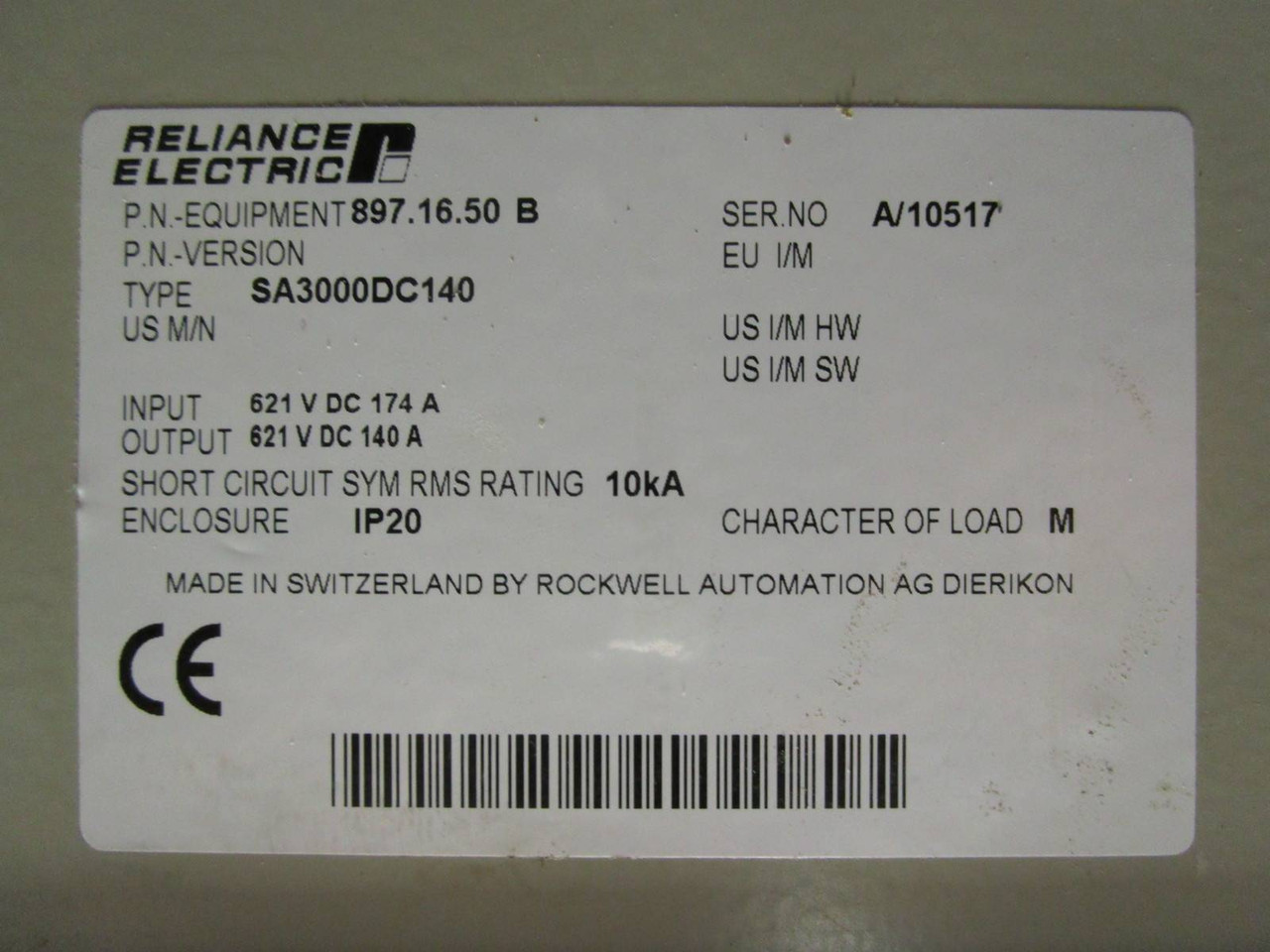 Reliance Electric SA3000DC140 AutoMax SA3000 AC Power Module RE Power Supply NO (NP0665-1)