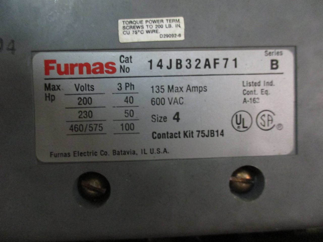 Siemens Tiastar Furnas 89 Size 4 Starter 120V Coil 400 Amp Fused 60" MCC Bucket (TK0774-4)
