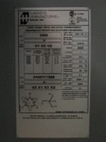 Hammond 400 KVA 2400 Delta to 2400Y/1386 149670 3PH Isolation Transformer 400kVA (PM1684-1)