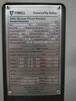 Powell 1200 Amp 05PV36SNDX-1 4.76 kV 125 VDC Vacuum Breaker PowlVac-ND 1200A 5kV (PM1736-2)