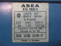 Asea / ABB EG-160-2P Size 4 Contactor 135 Amp 240V 25HP 120V Coil Sz4 EG160-1 (TK1818-1)