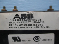 ABB 190-4-010 Current Transformer Ratio 10:5A CT (DW0239-7)