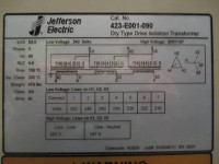 NEW Jefferson 63 kVA 240 Delta 255Y/147 423-E001-090 Drive Isolation Transformer (DW0517-2)