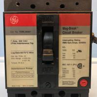 GE General Electric TEML36007 7A Mag-Break Circuit Breaker 7 Amp Aux wires short (EM2867-7)