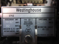 Westinghouse 1875568 Type CR-7 Directional Overcurrent Relay 60Hz 4-12 Amp 120V (TK3941-2)