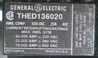 General Electric GE 8000 20 Amp Breaker Type 6" MCC Feeder Bucket 20A THED136020 (TK4164-2)