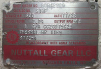 Westinghouse Nuttall S18F 600 HP 77/28 Ratio 343 RPM Gear Reducer 80R18959 (EBI3299-1)