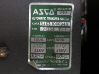 ASCO 9403100094X 1000A 480V Automatic Transfer Switch Bulletin 940 1000 Amp ATS (DW1007-1)